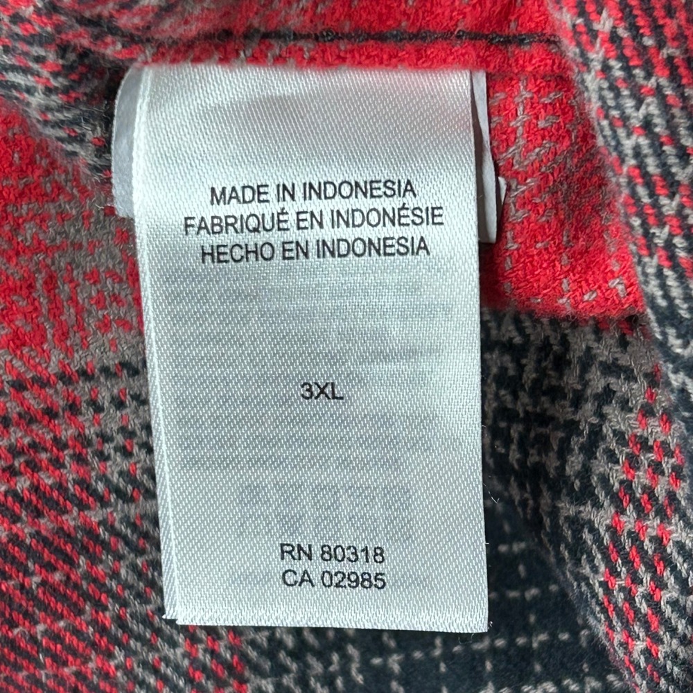 Lucky Brand Mens 3XL Red Black Plaid Flannel Button Down Shirt Cotton RN 80318 - Picture 7 of 10